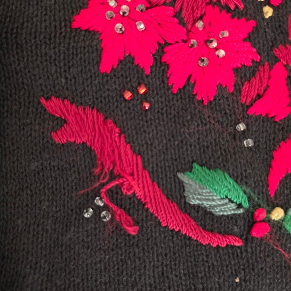 Lane Bryant Vintage Plus 18/20 Embroidered Poinsettia Christmas Cardigan Sweater - Picture 7 of 8